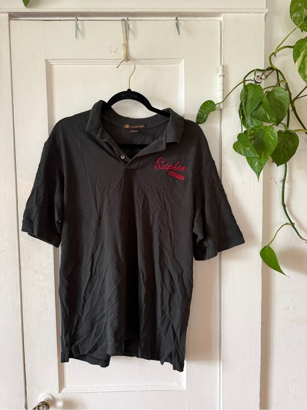 Harriton size L Sutphen Black Men’s Polo Shirt